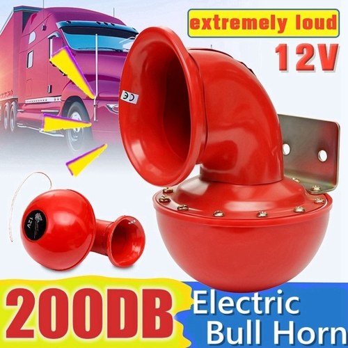 Loud 200DB 12V Red Electric Bull Horn Air Horn