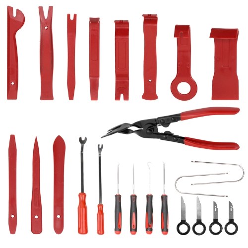 24pcs Auto Car Audio Radio Interior Door Panel DIY Plastics Demolition Installation Pry Tool Repairing Hand Tools Kit Screwdriver Keys Pliers Remover