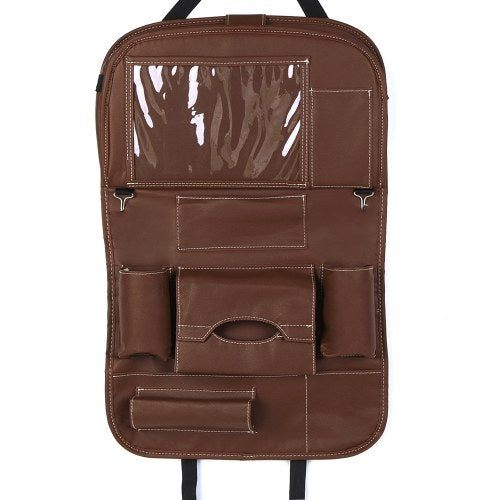 Car Backseat Organizer PU Leather Auto Back Seat Cushion