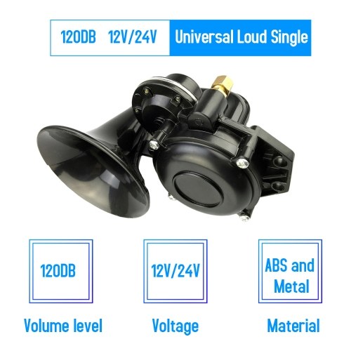 12V/24V 120DB Loud Single Trumpet Snail  Air Horn Siren Waterproof Speaker Universal for Car Truck Bus Van