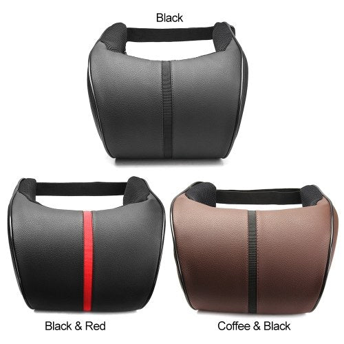 Car PU Leather Soft Fiiling Memory Foam Pillow Seat Neck Rest Cushion Travel