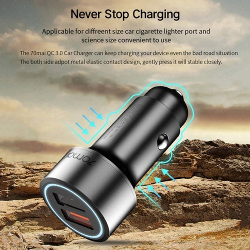 70mai Car Charger Quick Charge Metal 2 USB Ports Charger