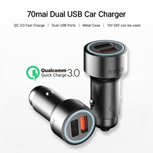 70mai Car Charger Quick Charge Metal 2 USB Ports Charger