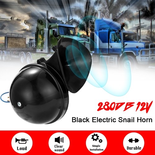 Loud 280DB 12V Black Electric Snail Horn Air Horn Raging Sound For Car Motorcycle Truck Boat