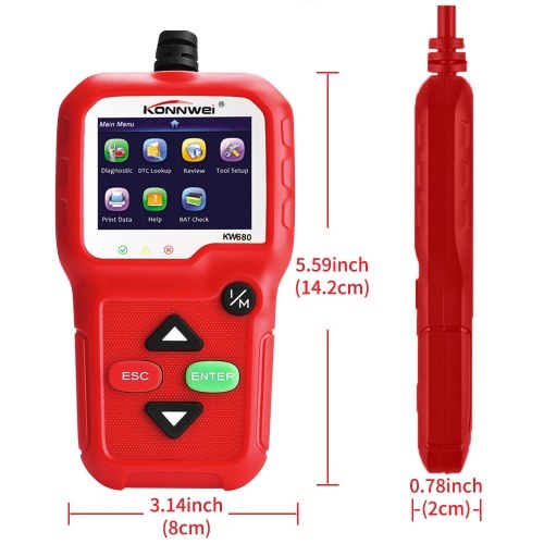 KONNWEI Obdii CAN أداة تشخيصية قارئ رمز السيارة KW680 ضوء المحرك أداة مسح ضوئي Obd II الماسح الضوئي للسيارات منذ 1996