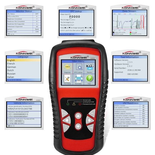 KONNWEI OBDII / EOBD تشخيص السيارات الماسح الضوئي السيارات خطأ رمز القارئ أداة تشخيصية كاشف السيارة أداة السيارات KW830