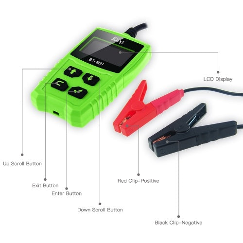 JDiag FasCheck BT200 12V Car Battery Tester Auto Cranking and Charging System Test Scan Tool Battery Analyzer Diagnostic Tool for CCA MCA JIS DIN IEC EN SAE GB etc