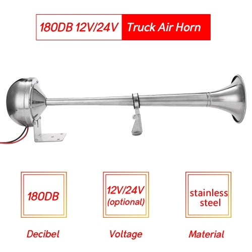 180dB Boat Trumpet 12V/24V Electric Single Air Horn Marine Stainless Steel For Boat Yacht Car Truck