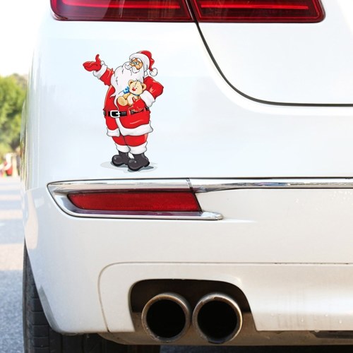 Cute Car Stickers Santa Window Glass Decal Removable Christmas Decoration Stickers