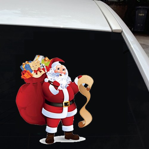 Cute Car Stickers Santa Window Glass Decal Removable Christmas Decoration Stickers