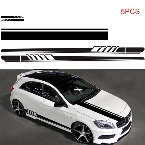 5Pcs Car Side Door Body Hood Rearview Mirror Decal Stripes Sticker Racing Decals