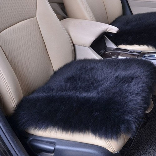 Car Seat Pad Vehicle Universal Wool Small Square Cushion without Backrest  Autumn Winter Keeping Warm Thickening Style Black