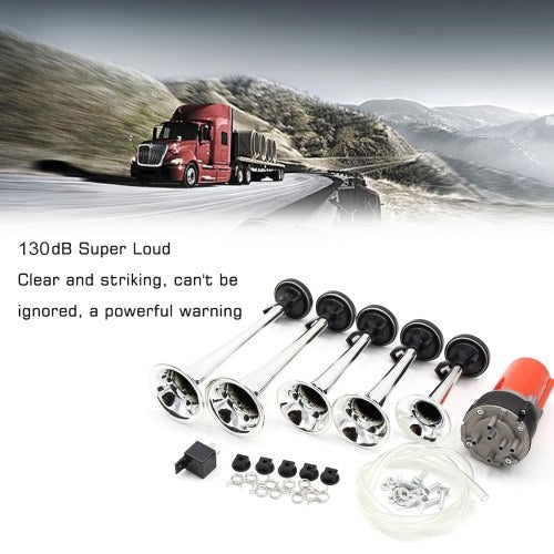 Car Truck Five-tube Music Air Horns 12V 130DB Vehicle Trumpets Auto Loudspeakers