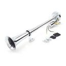 Single-tube Trumpet Electric Horn Chrome Air Horn Loudspeaker Kit 150dB 12V/24V Universal for Train Truck Lorry