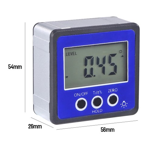 Horizontal Angle Meter Digital Protractor Inclinometer Electronic Level Box Magnetic Base Measuring Tools Blue