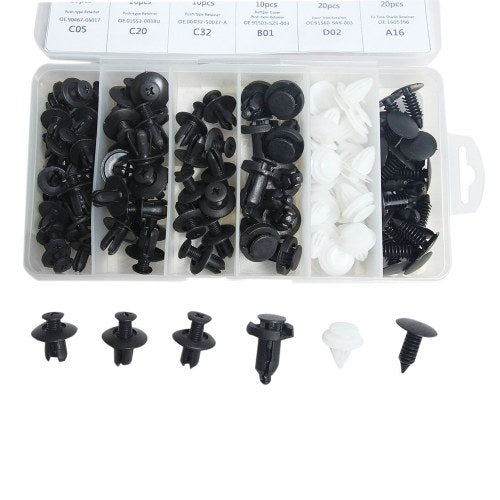 100 Pcs Car Retainer clips Body Plastic Rivets Fasteners Push Bumper Door Trim Panel Screws with Removal Tool