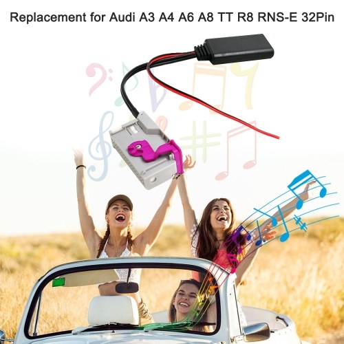 Car AUX-in Audio Adapter with 4 Radio Tools Wireless BT Aux Cable Replacement for Audi A3 A4 A6 A8 TT R8 RNS-E 32Pin