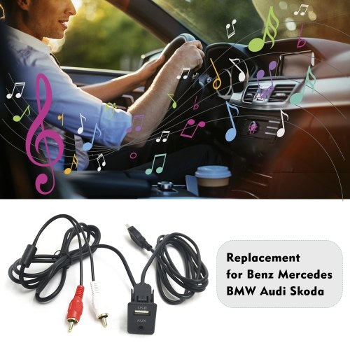 كابل محول صوت USB AUX للسيارة 2RCA 100 سم بديل لبنز مرسيدس BMW أودي سكودا