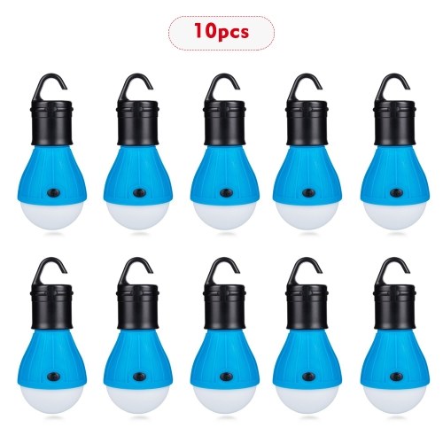 10Pcs Mini Portable Lantern Tent Light LED Bulb Emergency Lamp Waterproof Hanging Hook Flashlight For Camping Blue