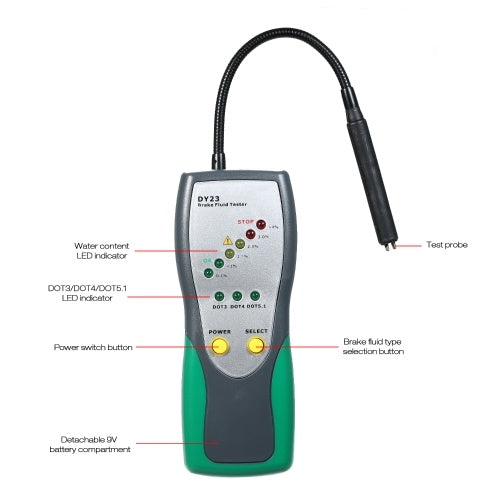 DY23 Automotive Brake Fluid Tester Digital Brake Fluid Inspection with High-Precision Probe LED Indicator Display Car Diagnostic Tool