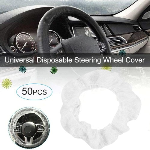 Universal Disposable Steering Wheel Cover, White Elastic Plastic Steering Wheel Cover