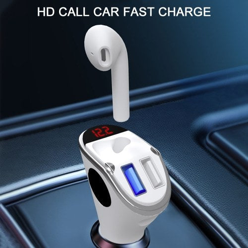 QC3.0 Quick Charging BT Car Transmitter with Earphone BT Headset Car Charger Audio Adapter Receiver