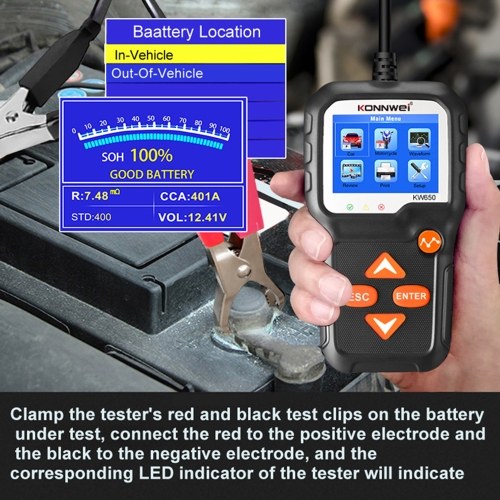 KONNWEI Car Battery Tester 12V Car Auto Battery Load Tester on Cranking System and Charging System Scan Tool Battery Tester Automotive for Cars/SUVs/Light Trucks