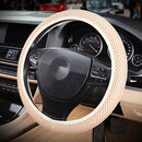 Car Steering Wheel Cover Flax Cloth Auto Anti-Slip Sweat Breathable Anti-Slip Warm in Winter and Cool in Summer, Universal 15 Inches