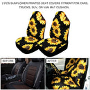 2 Pcs Sunflower Printed  Seat Covers fitment for Cars, Trucks, SUV, or Van Mat Cushion