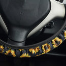 Universal Sunflower Steering Wheel Cover,Anti Slip and Sweat Fabric Car Sunflower Accessories