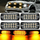 4PCS 12 Strobe LED Amber Hazard Beacon Emergency Flashing Side Marker Light