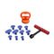 Paintless Dent Repair Tools Kit 1Pcs Red Dent Puller Removal Tool with 10Pcs Plastic Glue Tabs and 1Pcs Glass Lifter Car Suction Cup Vacuum Glass Lifter