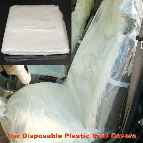 Car Disposable Plastic Seat Covers Universal Transparent Seat Protective Covers Anti-dust Disposable Clear Seat Safety Cover, 100pcs