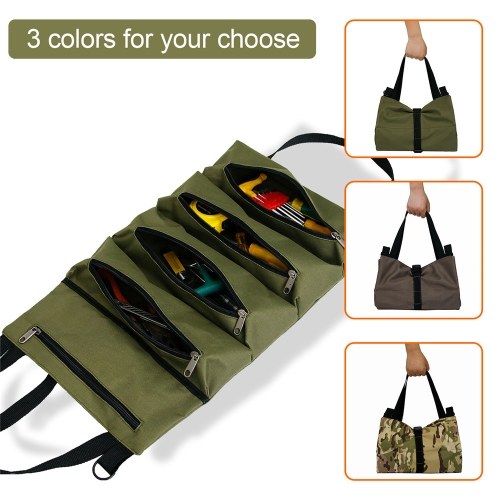 Car Tool Roll Up Bags Waxed Canvas Storage Carriers Pouch Tools Tote Sling Holder Back Seats Organizer