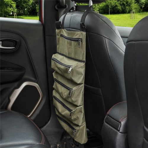 Car Tool Roll Up Bags Waxed Canvas Storage Carriers Pouch Tools Tote Sling Holder Back Seats Organizer