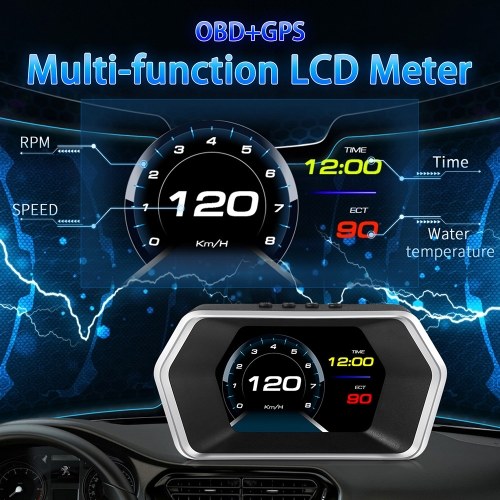 Car HUD Display, Head Up Display High Definition Speedometer Car Diagnostic Tool OBDⅡ Fault Code Elimination Safe Driving Computer Overspeed Fault Alarm for All Vehicles