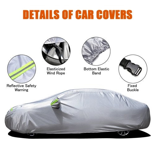 Car Cover Full Covers with Reflective Strip Sunscreen Protection Dustproof Waterproof UV Scratch-Resistant for 4X4/SUV Business Car