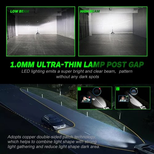 NOVSIGHT Car LED Fog lights 3500LM/Bulb Headlight Bulbs Kit 6000K White Running Light 20W/Bulb, Novsight H1, HID Decoder Fog Bulbs, IP68 Waterproof