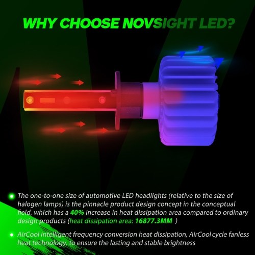 مصابيح الضباب LED للسيارة من NOVSIGHT 3500LM/لمبة المصابيح الأمامية 6000K ضوء تشغيل أبيض 20 وات/لمبة، Novsight H1، مصابيح الضباب HID Decoder، IP68 مقاومة للماء