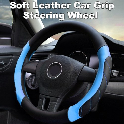 Car Steering Wheel Cover Soft Leather Grip Steering Wheel Non-Slip Cover Universal Fit For Truck, SUV, Cars