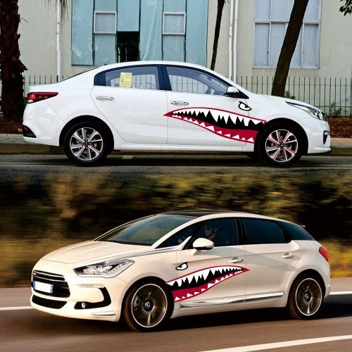 Pair Shark Teeth Mouth Reflective Decals Sticker Graphics Car Sticker Decals Accessories