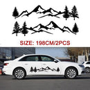 2Pcs Car Side Body Stickers Black Mountain Decals Tree Forest Custom PVC Graphic Car Decals Accessories