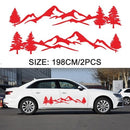 2Pcs Car Side Body Stickers Black Mountain Decals Tree Forest Custom PVC Graphic Car Decals Accessories