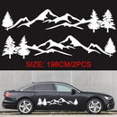 2Pcs Car Side Body Stickers Black Mountain Decals Tree Forest Custom PVC Graphic Car Decals Accessories