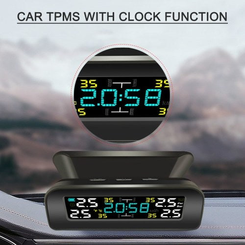 Car TPMS Tire Pressure Monitoring System Car Wireless Solar Charging Alarm System