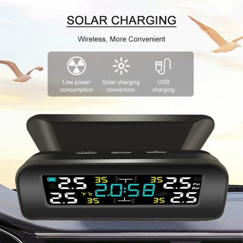 Car TPMS Tire Pressure Monitoring System Car Wireless Solar Charging Alarm System