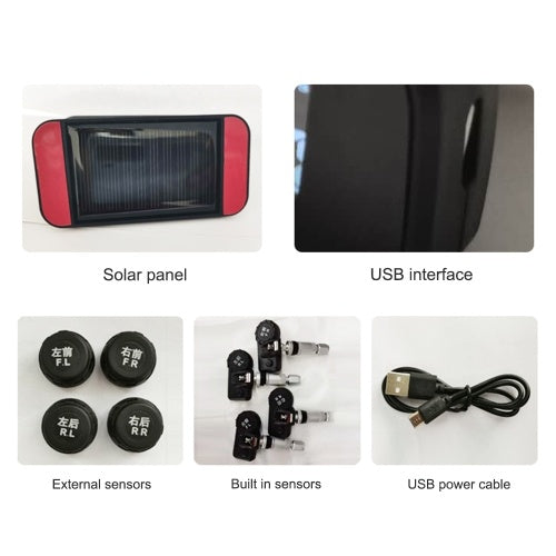 Car TPMS Tire Pressure Monitoring System Car Wireless Solar Charging Alarm System