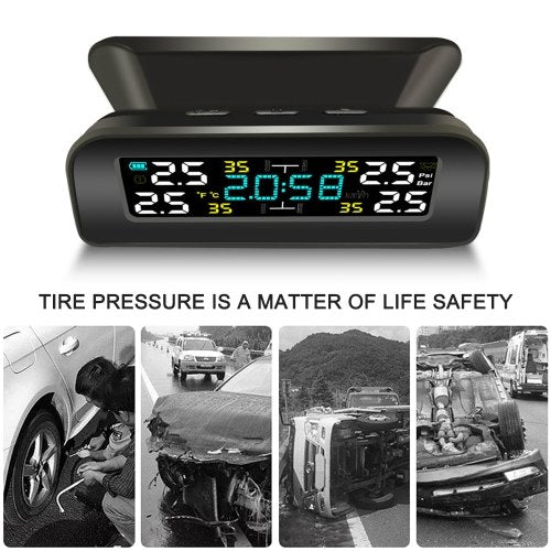 Car TPMS Tire Pressure Monitoring System Car Wireless Solar Charging Alarm System