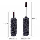 Microfibre Wheel Brush Dust-cleaning Brush Large Grey Round Telescopic Rod 360 Degree Rotating Ultra Soft Completely Safe Car Wheel Cleaning Tool