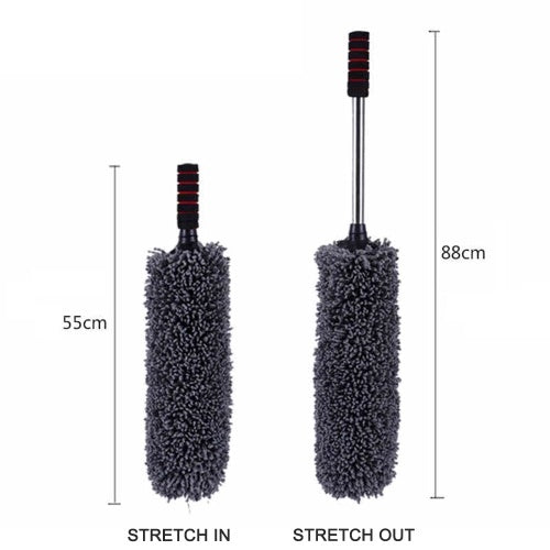 Microfibre Wheel Brush Dust-cleaning Brush Large Grey Round Telescopic Rod 360 Degree Rotating Ultra Soft Completely Safe Car Wheel Cleaning Tool